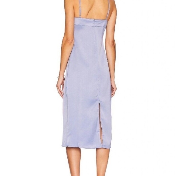 NWT Revolve/WeWoreWhat Cowl Satin Charmeuse Midi Dress in Slate Blue Size 4 - Picture 2 of 2